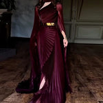 Load image into Gallery viewer, Elegant Party Dress for Women Temperament Fashion 2025 Fall Winter New Batwing Sleeve Shawl Split Vestidos Evening Long Dresses