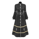 Load image into Gallery viewer, Women Stand Collar Long Sleeve Buttons Church Clergy Robe Gown Dress Priest Costume Robes