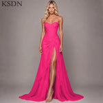 Load image into Gallery viewer, Elegant Women Evening Dresses for Women Luxury Chiffon Chapel Train Gowns Side Slit Sleeveless Wedding Long Dress Vestidos