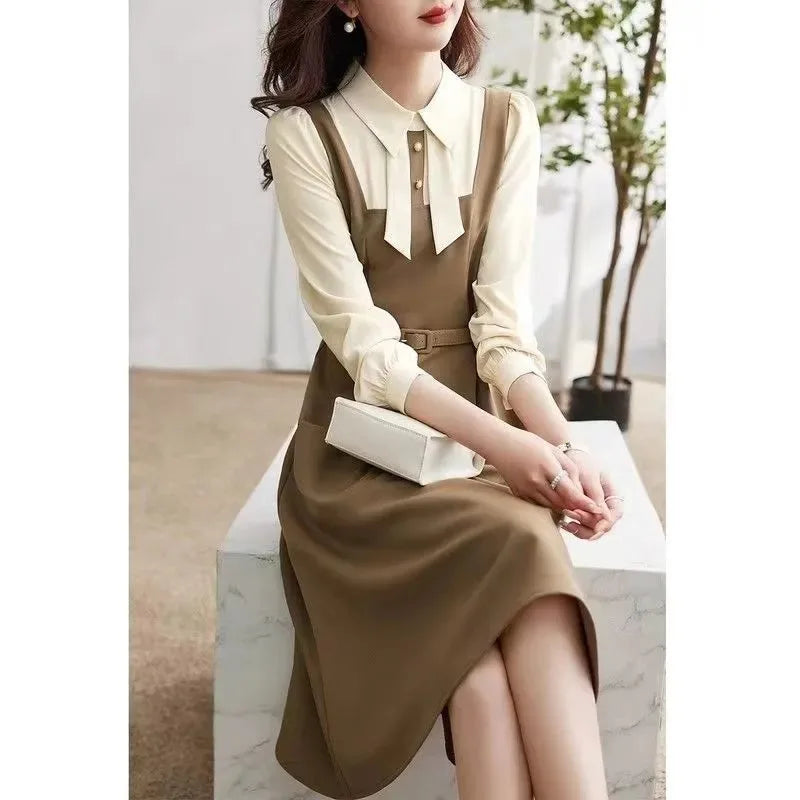 Fashionable and Elegant Dress for Women 2025 Spring New Gentle Temperament Doll Collar Long Sleeve Dress