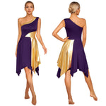 Load image into Gallery viewer, Women Church Choir Worship Praise Dress Modern Lyrical Dance Performance Costume One Shoulder Irregular Hem Dresses Dancewear