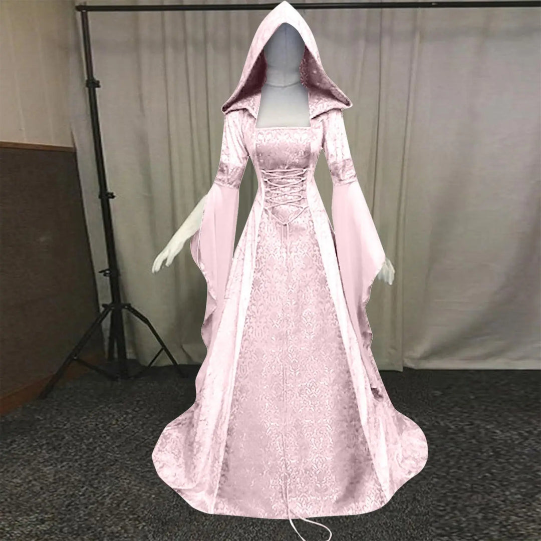 Women's medieval retro style wedding dress 8-color hooded waist dress cosplay