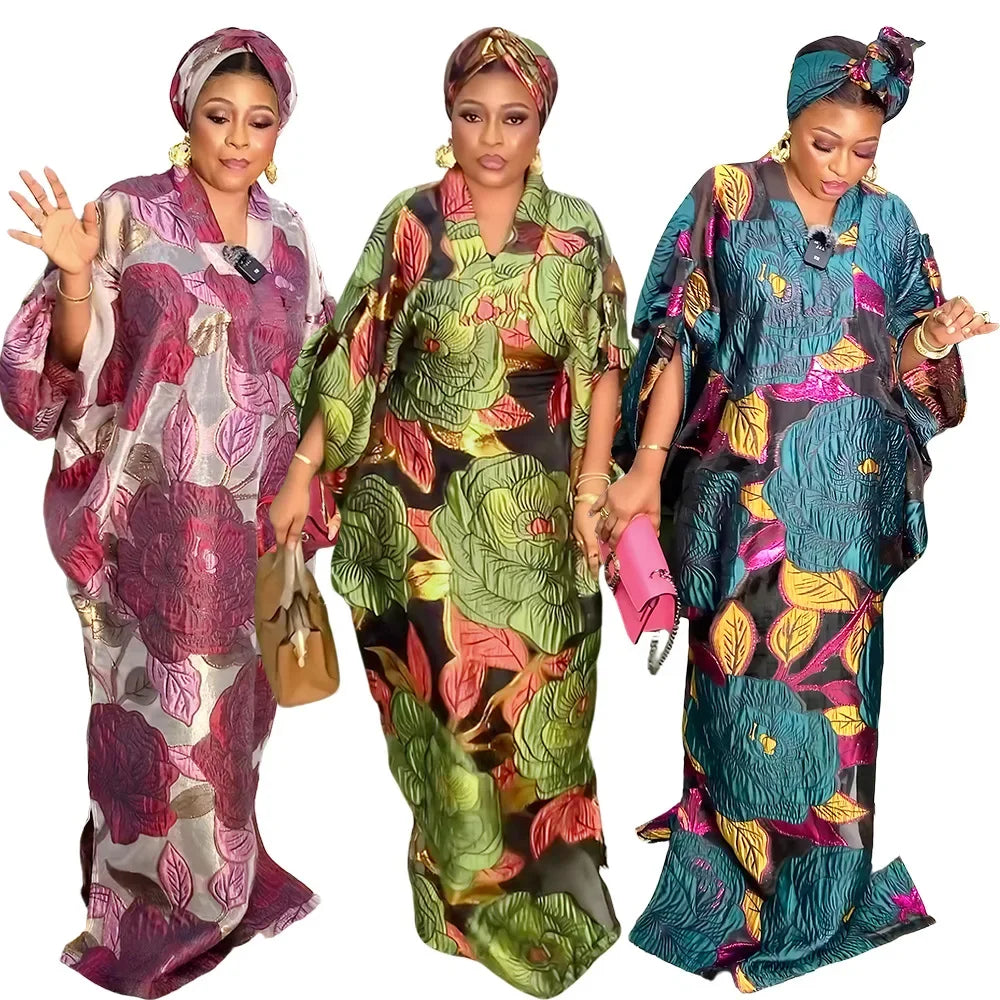 Elegant African Dresses for Women Muslim Fashion Boubou Abayas Robe Dashiki Ankara Lace Outfits Evening Gown Kaftan Maxi Dress