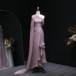 Load image into Gallery viewer, Sharon Said 2026 Women's Elegant Evening Dresses with Draped Cape Formal Birthday Gown Pink One Shoulder Arabic SF199 Customized