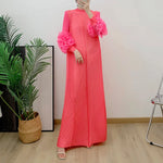 Load image into Gallery viewer, Women Elegant Evening Party Dresses 2025 Summer New Solid Colour Classic Long Sleeve Plate Flower Design Prom Dresses Female