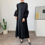 Load image into Gallery viewer, Women Elegant Evening Party Dresses 2025 Summer New Solid Colour Classic Long Sleeve Plate Flower Design Prom Dresses Female