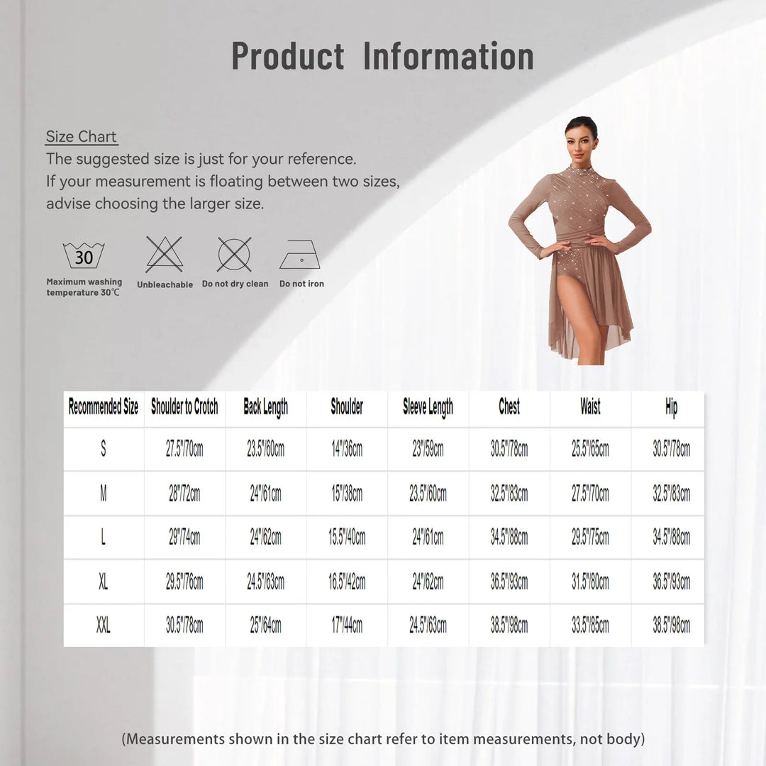 Womens Gymnastics Lyrical Ballet Dance Glittery Rhinestone Dress Ruched Backless Leotard Dresses Contemporary Dance Costumes