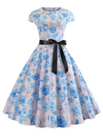 Load image into Gallery viewer, Women Summer Music Note Print Dress 50s 60s Robe Retro Swing Casual Vintage Party Dresses Vestidos