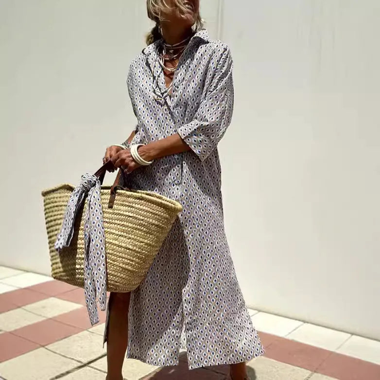 Women's Dress Summer Shirt Long Dress Women Vestido Longo Roupas Femininas Print Dresses
