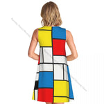 Load image into Gallery viewer, Women Clothing Dress Piet Mondrian Abstract Cubes Round Neck Sleeveless Length Dress