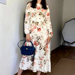 Load image into Gallery viewer, Women Long Dresses Spring Summer Casual Full Sleeve Floral geometry Printed O neck Woman Bohe Beach Party Dress Mujer Vestidos