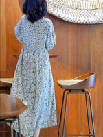Load image into Gallery viewer, Floral Dress for Women Spring New Style 7-quarter Sleeves Chic Loose Slim Print Skirt Mid-length