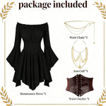 Load image into Gallery viewer, Women's Dress Vintage European-Style Off-The-Shoulder Bell-Sleeve Medieval Renaissance Court-Style Dresses Halloween Costume