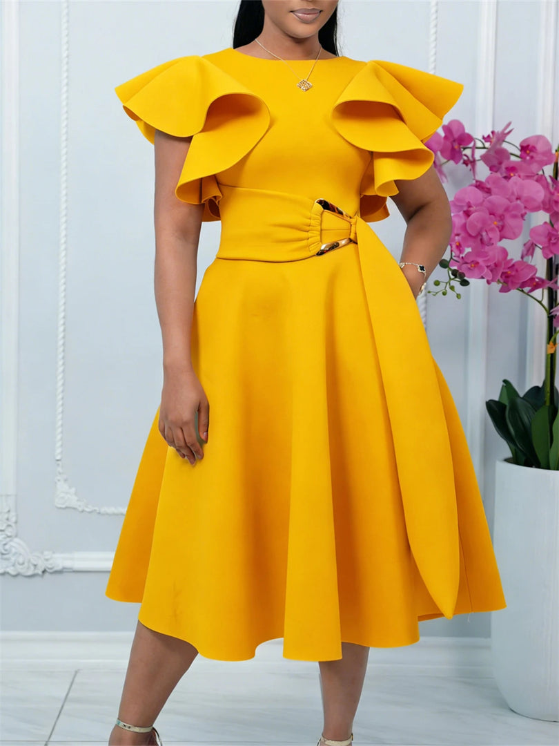 2026 Summer Dresses For Women Ruffle Short Sleeve Maxi Robe Turkey African Clothes Wedding Birthday Prom Party Evening Gowns