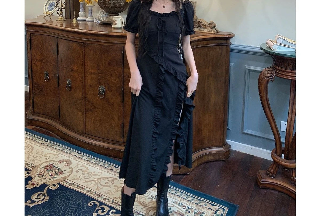 Black Dress for Women 2026 New Summer Niche Design High-end Long Skirt French Skirt