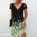 Load image into Gallery viewer, Elegant Dresses for Women V Neck Lace Sleeves Short Dress Women Spring Summer Sexy Ladies Short Sleeve Black Party Dress 2022