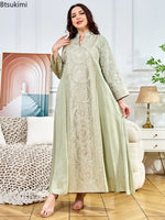 Load image into Gallery viewer, Women Elegant Dresses Eid Muslim Sequins Maxi Dress Jalabiya Morocco Party Robe Evening Dresses Dubai Abaya Kaftan Arab Vestidos