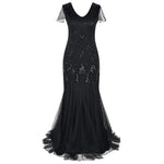 Load image into Gallery viewer, Women's Fashion 1920s Flapper Dress Vintage Great Gatsby Long Evening Prom Sequin Party Dress Women Mesh Costume