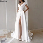 Load image into Gallery viewer, 2026 Women's Elegant Party Evening Dresses Sexy V-neck Ruffle Solid Mid Waist Temperament Maxi Dress Prom Dresses Vestidos Femme