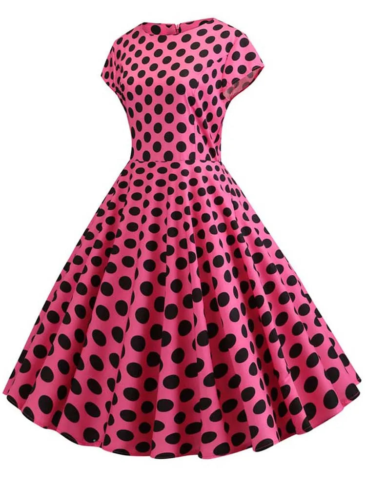 Women Summer Music Note Print Dress 50s 60s Robe Retro Swing Casual Vintage Party Dresses Vestidos