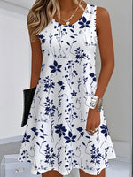 Load image into Gallery viewer, Women's Floral  Dress Navy Blue Floral Print White Dresses Woman Summer Oversized Female Clothing Y2k Clothes Woman Costume Tops