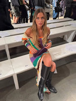 Load image into Gallery viewer, Women's Dresses Rainbow Outerwear Print Bodycon Maxi Dress Long Sleeve Summer Trendy High Slit Casual Evening Gown Woman Clothes