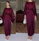 Load image into Gallery viewer, Dress Women Eid Abaya Party Dresses Dubai Kaftan Jalabiya Ramadan Muslim Abayas Morocco Arab Long Robe Lace Up Islam Vestidos