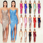 Load image into Gallery viewer, women's casual dresses for woman clothes Strapless sequined slit elegant party dresses evening summer birthday prom dress hwy739