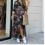 Load image into Gallery viewer, Women Dresses Fashion Sexy Single-breasted Dress Loose Lapel Casual Women's Clothing  Literary Printing Long Shirt Skirt