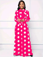 Load image into Gallery viewer, Casual Dresses Elegant Women Long Dress Sleeve Female Robe Bow Knot Polka Dots Girl's Vestidos Lady's Maxi Dresses