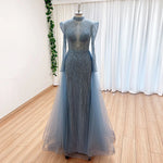 Load image into Gallery viewer, Elegant Muslim Evening Dress for Women 2026 Luxury Dubai High Neck Long Sleeves Beads Formal Prom Wedding Party Gowns Customized