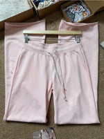 Load image into Gallery viewer, New Light Pink Drawstring Sweatpant Woman Spring Raw Hem Low Waist Straight Long Pants Casual All-match Cotton Sport Trousers