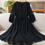Load image into Gallery viewer, Embroidered Chiffon Dress For Women Spring/Summer New High end Dresses Loose Mom Long Dresses Femme Vestidos New ﻿