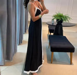 Load image into Gallery viewer, Women's Dress 2024 Summer Women's Clothing Fashion Elegant V-neck Casual Black and White Contrast Sleeveless Loose Long Dresses