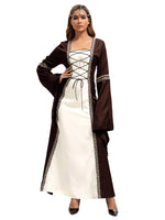 Load image into Gallery viewer, Women’s Medieval Costume Halloween Fashion Dress Vintage Full-Skirted Long-Sleeved Dress Lace-Detail Party and Casual Dress