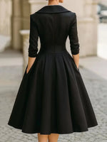 Load image into Gallery viewer, Women's Elegant Wrap Midi Dress with Ruffled Collar and Pockets - Chic Formal Wear