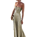 Load image into Gallery viewer, Women Sexy Dress Bronzing Backless Large Hem Beach Party Dress Off Shoulder Sexy Chest Wrapping Long Gown Dress Female Clothing
