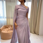 Load image into Gallery viewer, Sharon Said 2026 Women's Elegant Evening Dresses with Draped Cape Formal Birthday Gown Pink One Shoulder Arabic SF199 Customized