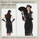 Load image into Gallery viewer, 1920s Dresses for Women Flapper Dress Lace Fan Feather Headband Sequins Beads Fringes 20s Accessories Vintage Mafia Costume