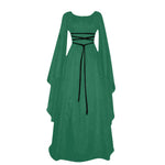 Load image into Gallery viewer, Women'S Halloween Costume Long Sleeved Round Neck Lace-Up Waist Irregular Dresses Medieval Retro Elegant Evening Dress
