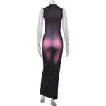 Load image into Gallery viewer, Body Print Dresses For Women Fashion Sexy Tank Streetwear Sleeveless O-Neck Sheath Hip Wrap Long Vestidos Robes Female Clubwear
