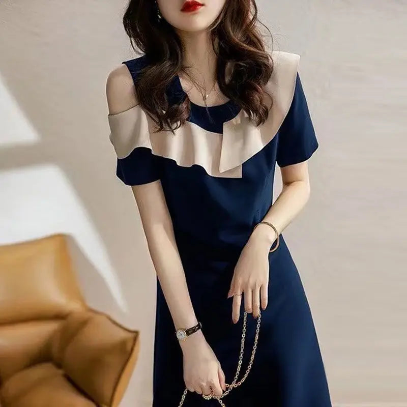 Female Dresses Black Women's Dress Ruffle Off Shoulder Elegant Chic Y2k Summer2025 Vintage Curvy Clothing One Pieces Harajuku G