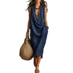 Load image into Gallery viewer, Lightweight Sleeveless Dress Sleeveless Dress for Women Women's Draped Deep V Neck Dress Summer Sleeveless Loose Flowy Casual