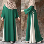 Load image into Gallery viewer, Muslim Women Modest Long Dress Patchwork Drawstring Arab Robe Vestidos Jalabiya Dubai Saudi Abayas Morocco Eid Ramadan Dresses