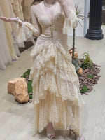 Load image into Gallery viewer, Women's Dresses: Elegant &amp; Stylish V-Neck, Flared Long Sleeve, Layered Lace Tiered "Cake" Dress — 2026 Summer New Arrival