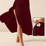 Load image into Gallery viewer, European and American women's dress with irregular temperament, elegant and fashionable solid color skirt