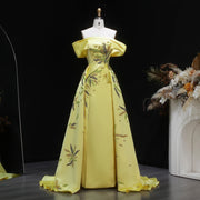 Sharon Said Evening Dresses Elegant Sheath Satin Beaded Dubai Luxury Formal Party Wedding Prom Gowns Over Skirt SS447 Customized