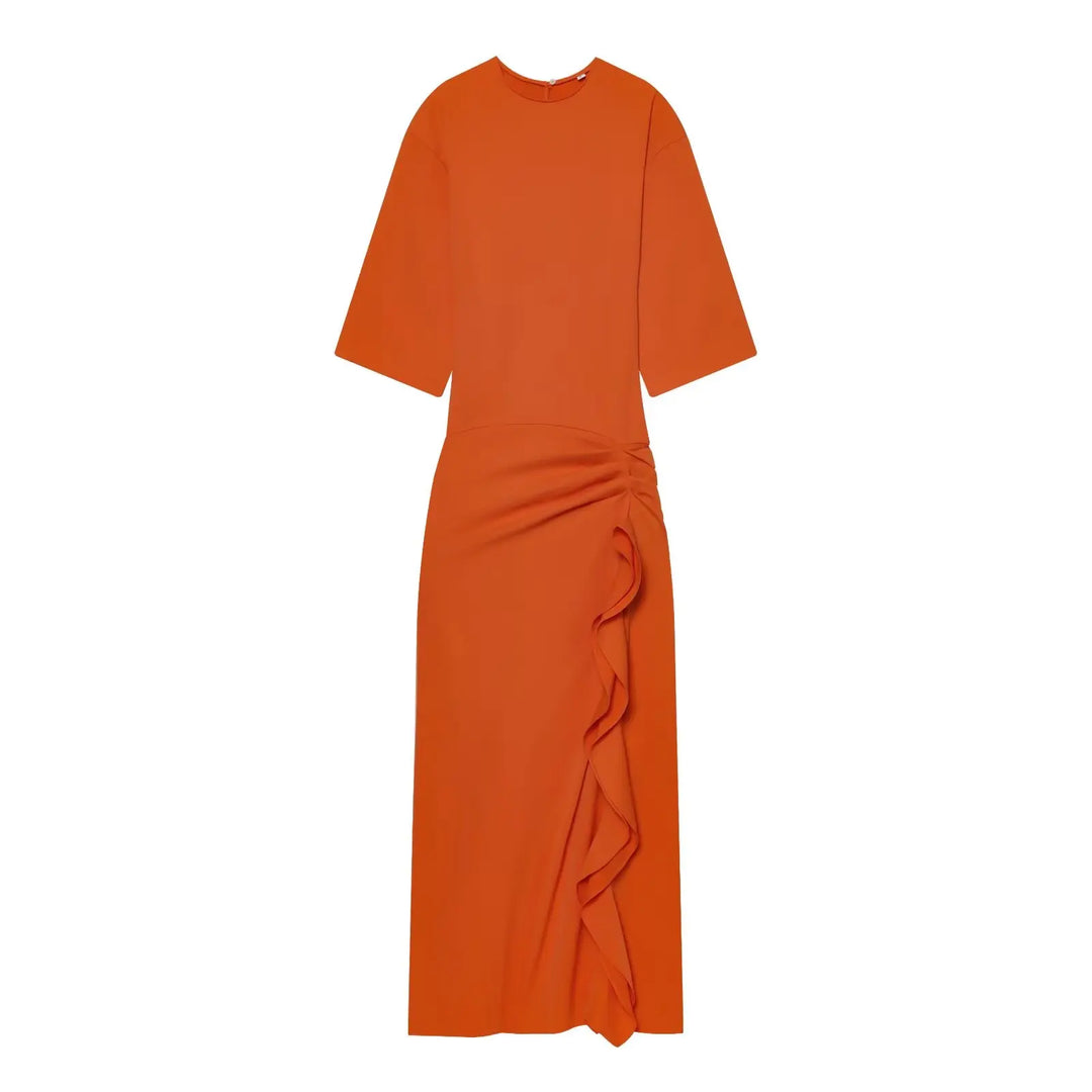 Women's Dress New Pleated Slit Midi Dress Spring Sexy Elegant Women's Long Dress