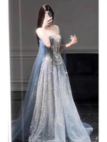 Load image into Gallery viewer, Blue Evening Dress For Women 2025 New High-End Sense Of Style Coming-of-Age Dress High-End Light Luxury Annual Meeting Art Exam