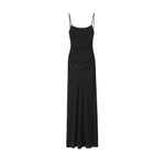 Load image into Gallery viewer, Draped Midi Dress for Women, Straight Neck, Thin Straps, Backless Female Dresses, Chic Fashion